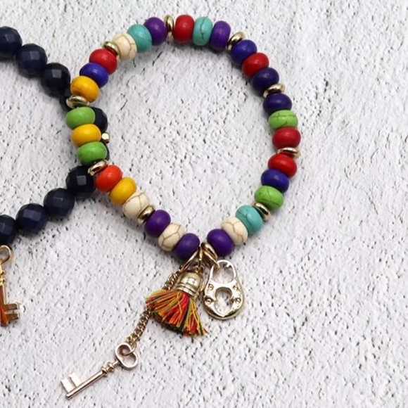 Original Design Lock Key Charm Mix Color Bracelet - Picture 2 of 2